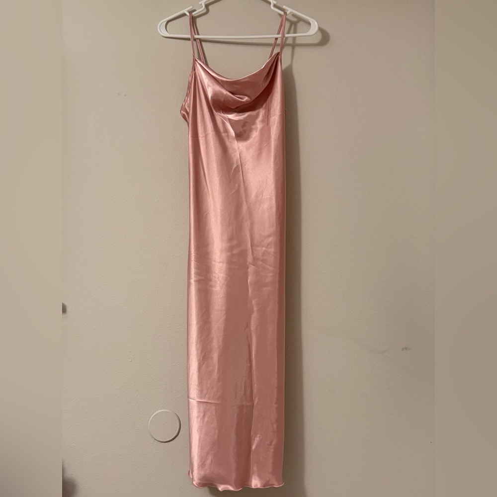Bebe Blush Satin Slip Dress